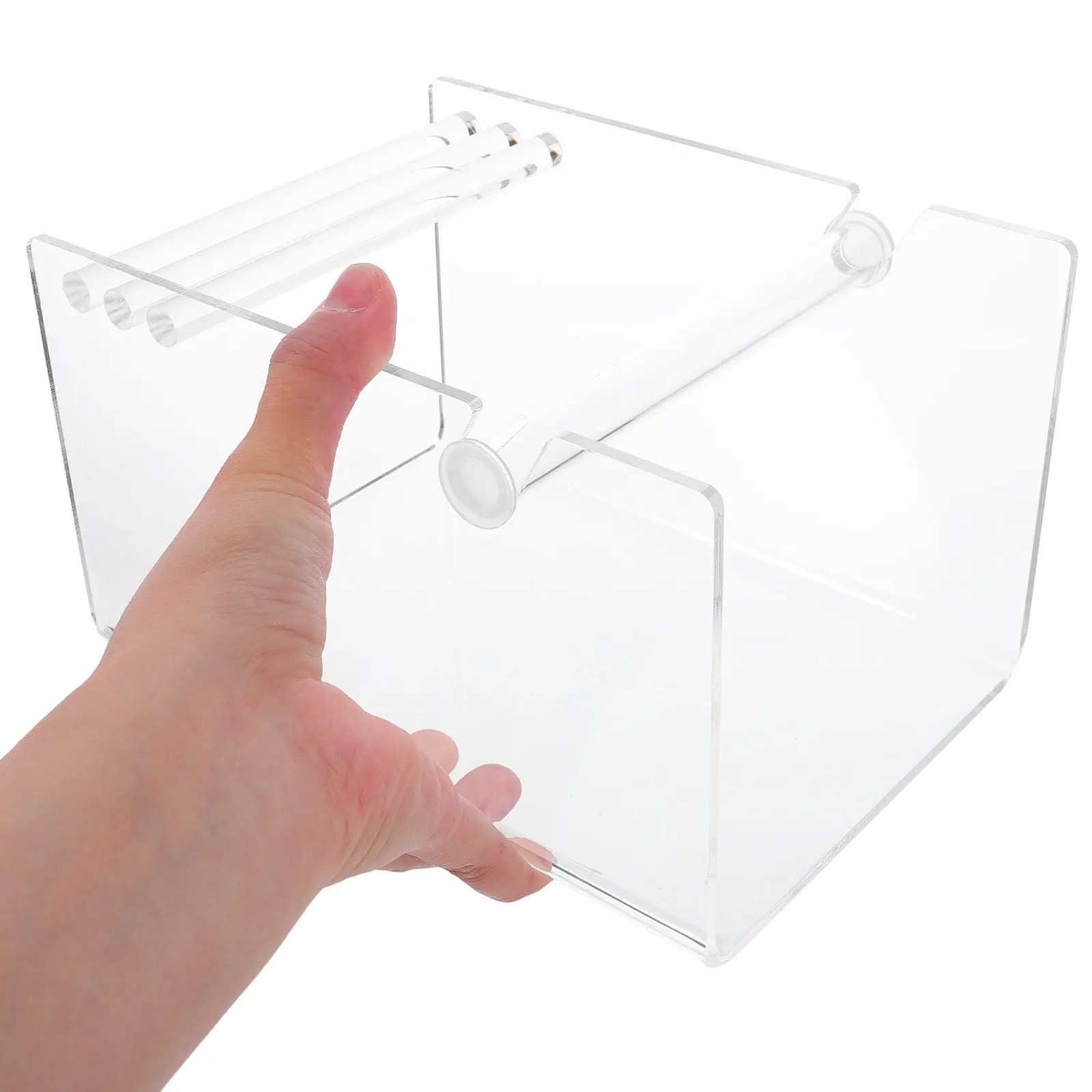 Supporto per Rotoli di Etichette Regolabile in Acrilico, Organizzatore da Ufficio, Dispenser per Etichette con 3 Dischi, Porta Codici a Barre e Indirizzi
