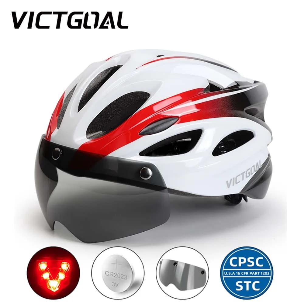 VICTGOAL MTB Bicycle Helmets with UV400 Magnetic Glasses, Bicycle Safety Helmets with removable visors, Cycling Helmet for Men and Women