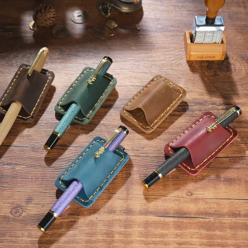 Simplenote Portapenne in metallo e pelle Clip in ottone e acciaio inossidabile per notebook Planner Accessori creativi Prodotti di cancelleria