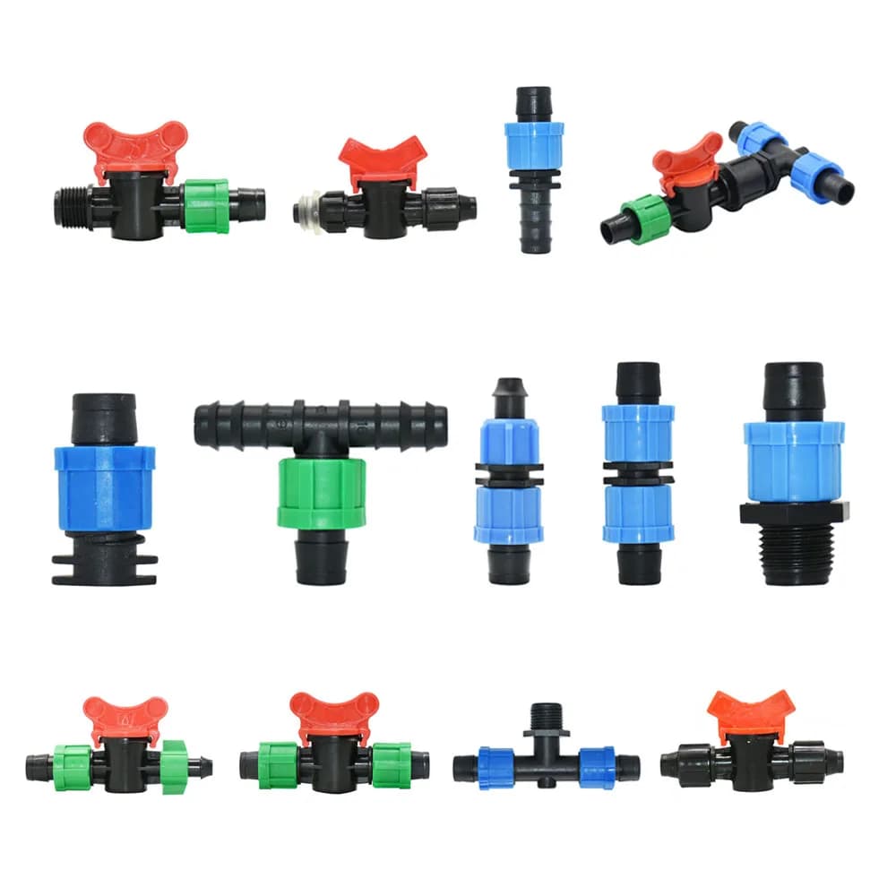 16mm anti-drop tape dado connector locking hose repair flexible joint 2 way for agriculture greenhouse watering tape 1 pc