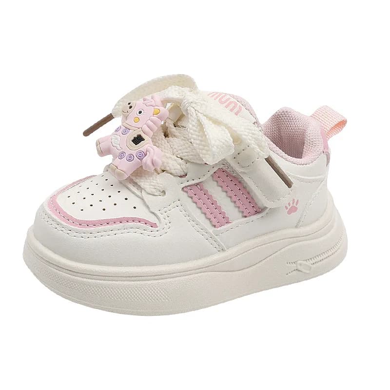 Nuove Sneakers Primaverili alla Moda per Bambini, Scarpe Casual Antiscivolo Bianche con Cartoni Animati, Comode Scarpe da Corsa per Bambine