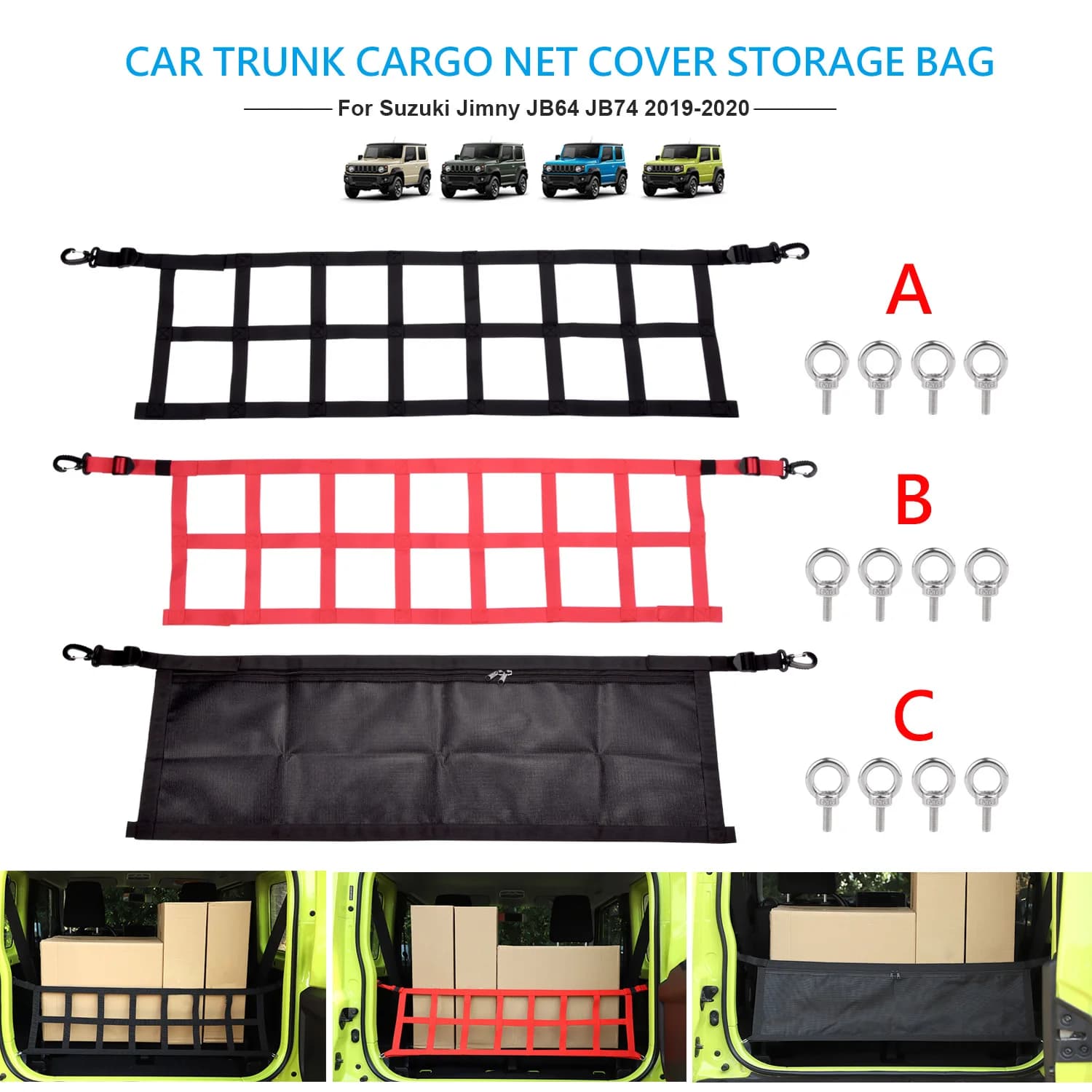 Stivaggio Riordino Per Jimny Bagagliaio di Un'auto Box Net Tronco Cargo Net Copertura Borsa di Immagazzinaggio Organizzatore Accessori Per Suzuki Jimny 2019+