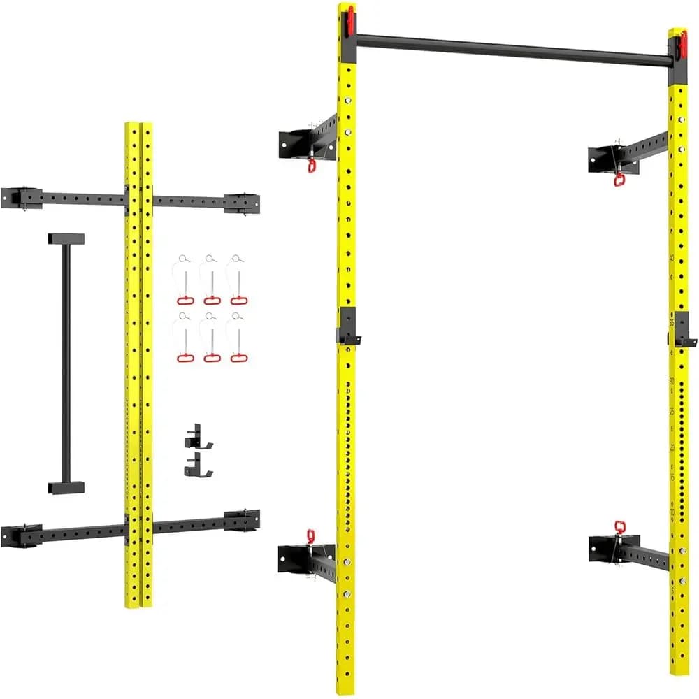 olding Squat Rack with Adjustable Pull-Up Bar, 1000 Pounds acity Wall Mounted Power Rack, Adjustable Steel BarRack with J Hooks