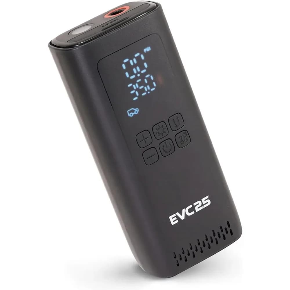 Ogni veicolo trasportare EVC25 - compressore portatile ricaricabile - Manometro LED con preimpostamento - Gonfiatore per pneumatici ideale