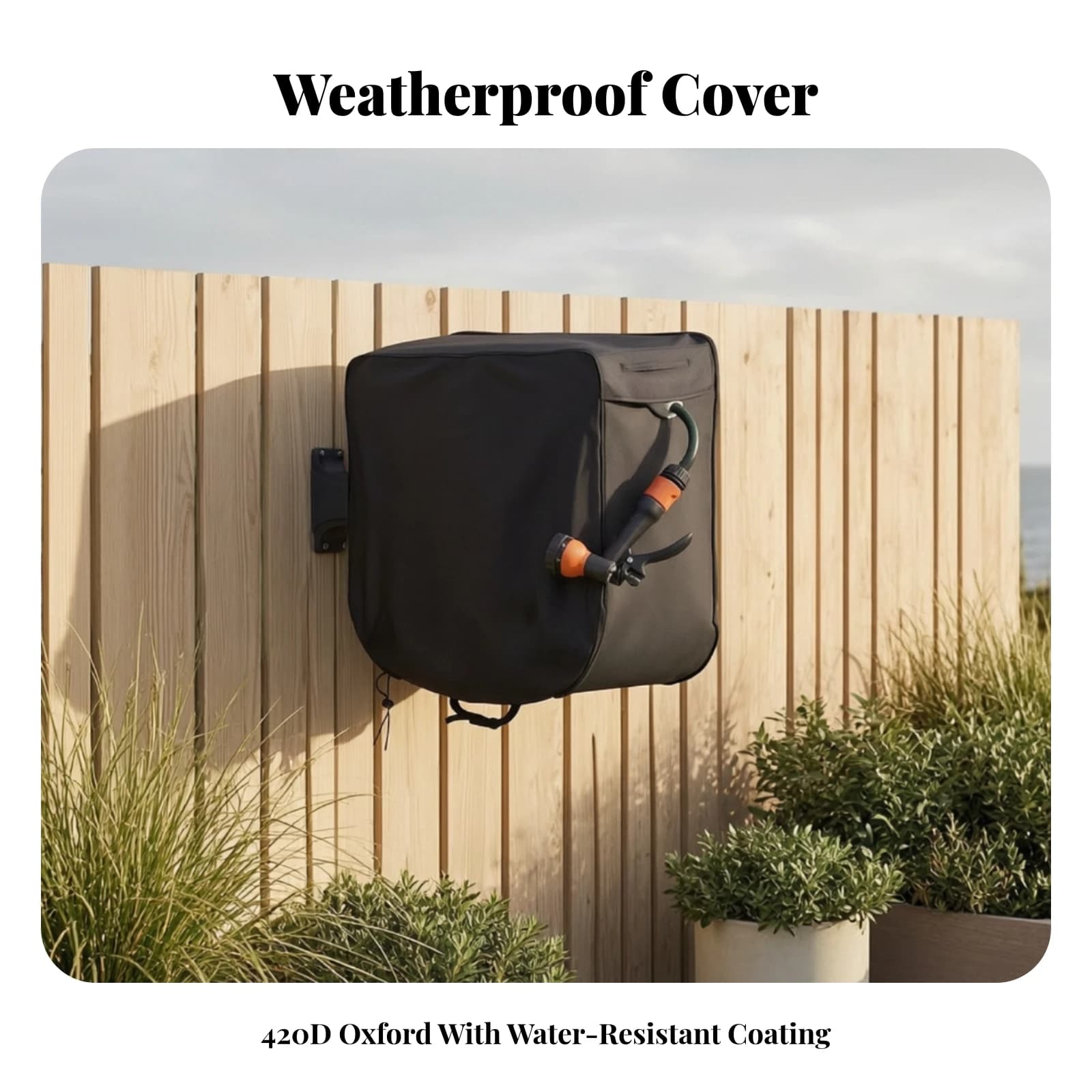 Wall Mounted Hose Reel Cover Resistant Square Hose Reel Cover All-Weather Lightweight for Gardeners, Backyard, Patio