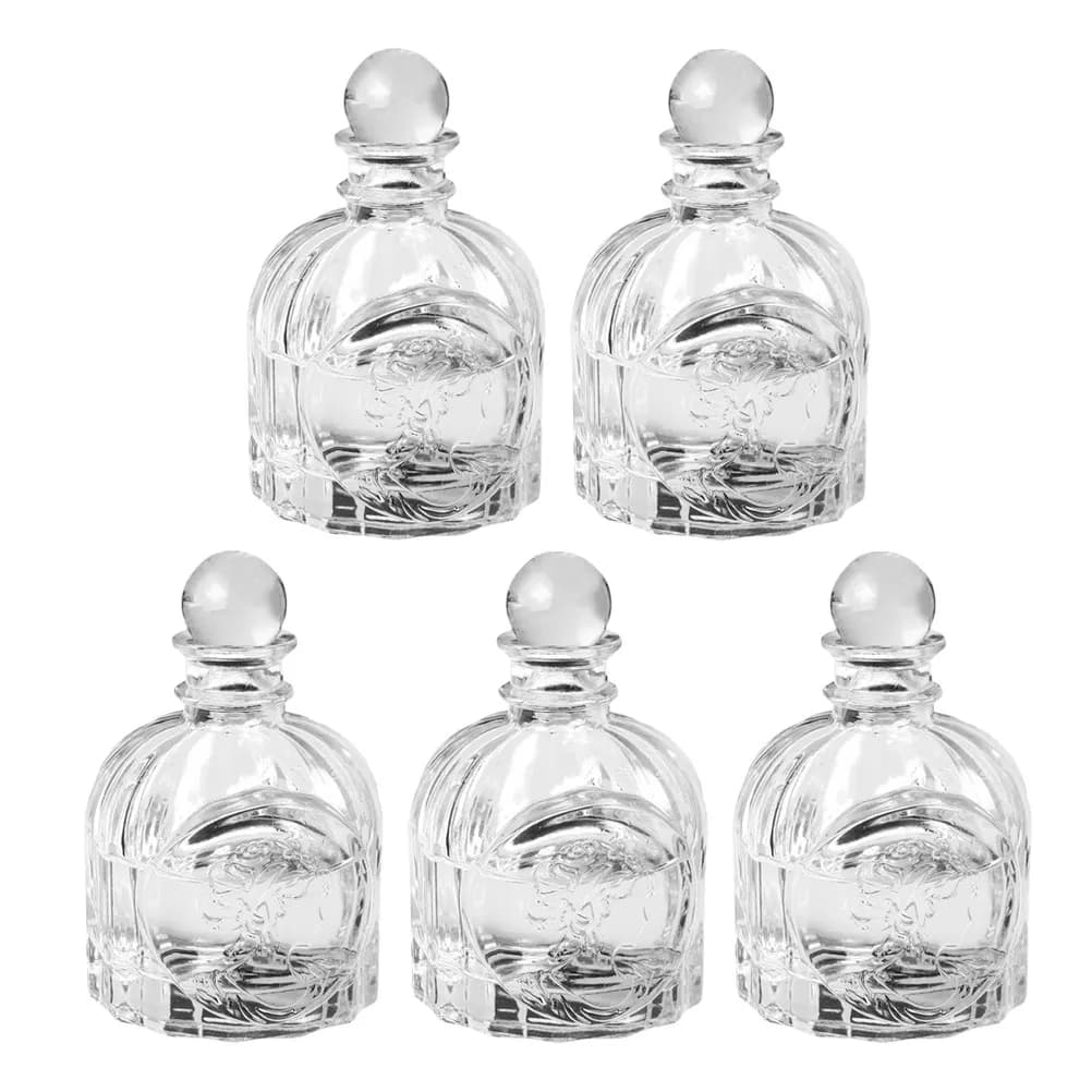 5Sets Fragrance Bottles Transparent French Style Perfume Diffuser Bottles for Home Car Aromatherapy Glass Storage Containers