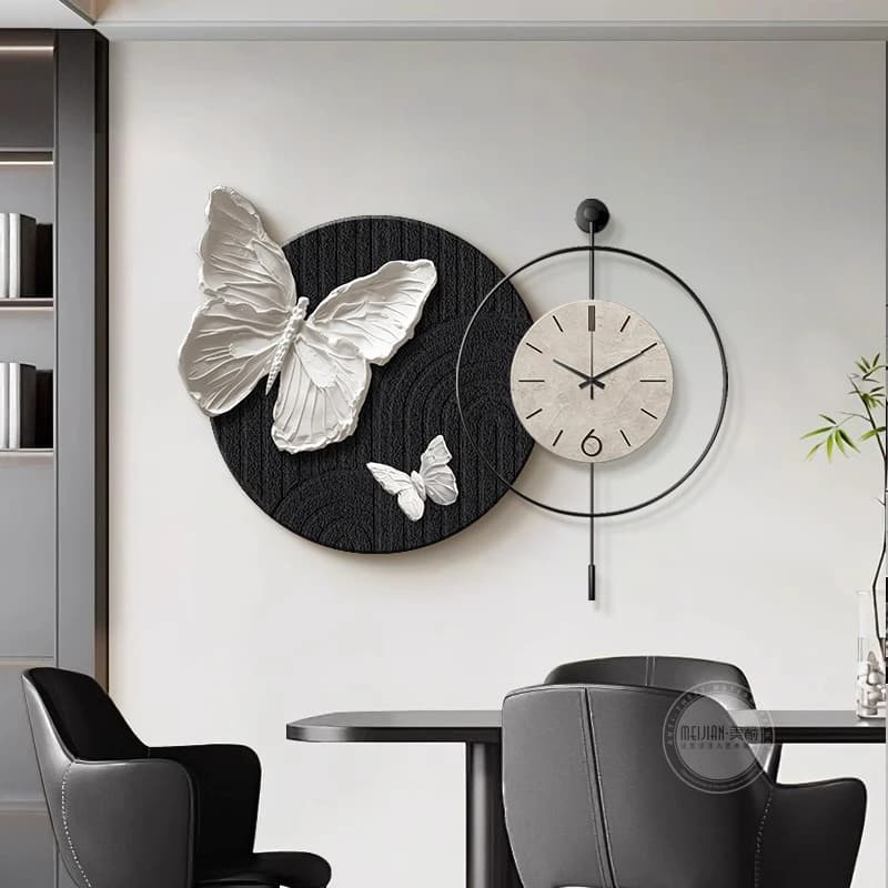 Orologio da parete estetico unico Orologio da parete dal design nordico rotondo fantasia nero Orologio da parete con pendolo artistico Decoracion Salon Casa Room Decorarion