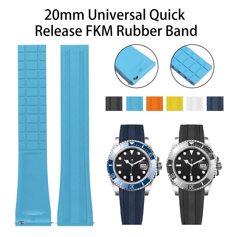 FKM Rubber 20mm Watch Bands For IWC Oris Quick Release Spring Deployant Buckle Watch Strap For Men Women