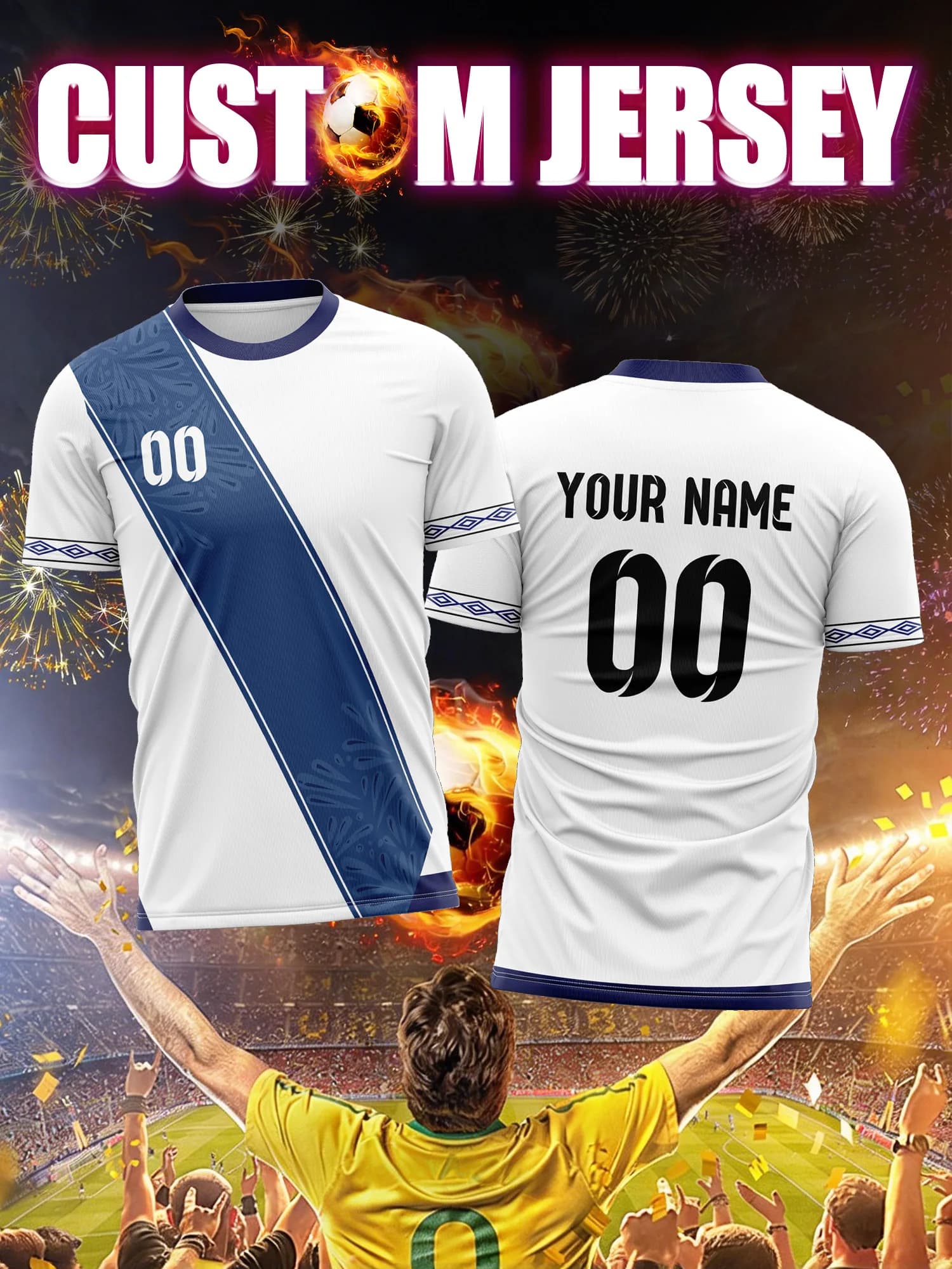 Maglia da Calcio Personalizzata con Immagine, Numero e Nome, Maglietta per Allenamento in Palestra, Abbigliamento per Fitness Indoor