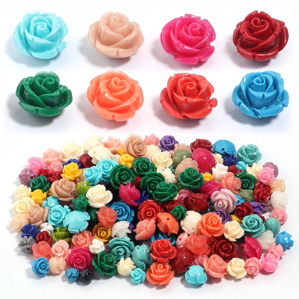 20Pcs / Lot 6 8 10 12 mm perline di resina imitazione fiore di corallo perline sciolte Spacer perline per il fascino gioielli che fanno braccialetto collana fai da te