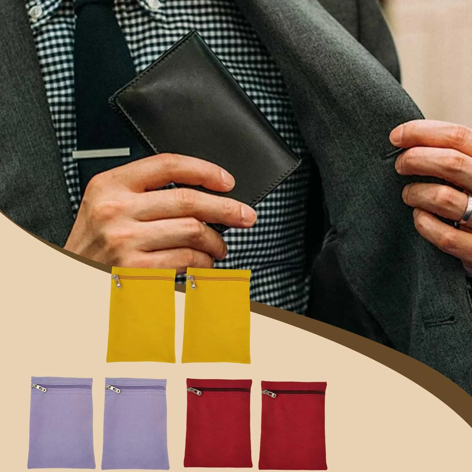 2 Pieces Sew in Pocket with Zipper Wallets Sewing Supplies Multifunctional Sewing on Jacket Inside Pockets for Sweatshirt