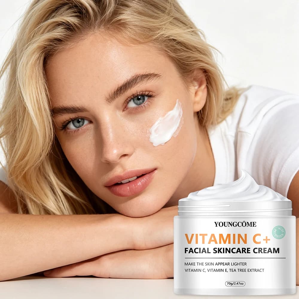 Vitamin C Face Cream Moisturizer with Vitamin E Tea Tree Extract, Daily Hydrating Glow Cream for All Skin Types, Boosting Face