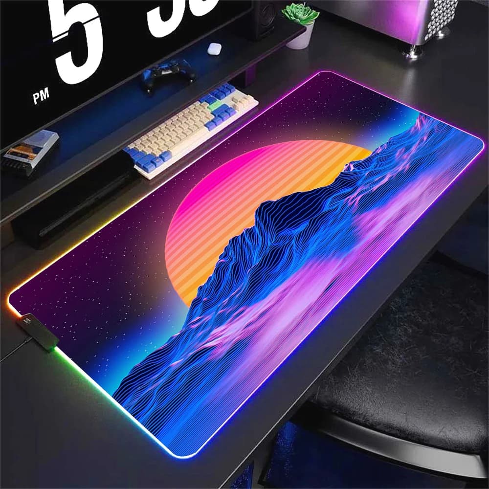 Tappetino per mouse grande Paesaggio al neon 900x400 Tastiera da gioco Computer Desktop Tappetino Ufficio Pc Gamer Accessori da scrivania Tappetino per mouse Rgb Xxl