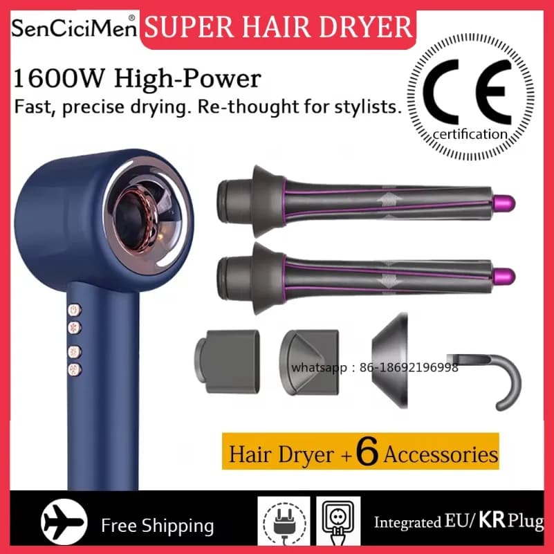 Super Asciugacapelli 220V Senza Pale, Strumento di Styling per la Cura Personale, con Ioni Negativi e Anioni Costanti
