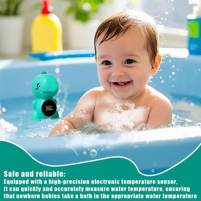 Lettore di temperatura del bagnetto per bambini Dinosauro Indicatore dell'acqua digitale impermeabile Display della temperatura a tre colori Monitoraggio della temperatura