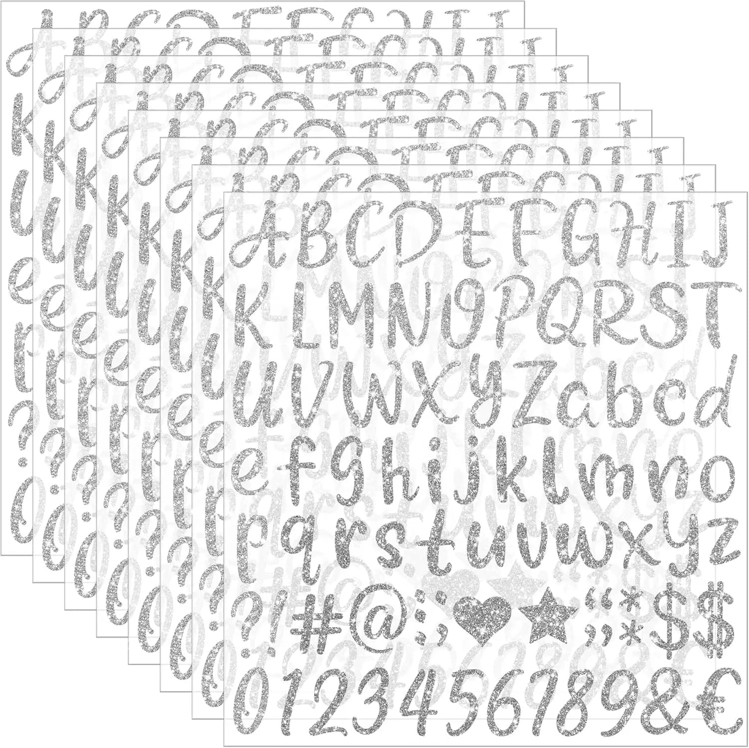 Adesivi in vinile impermeabili con lettere dell'alfabeto glitterate autoadesive 8Shtees per tappi di laurea, bottiglie d'acqua, tazze, cassette postali, scrapbooking