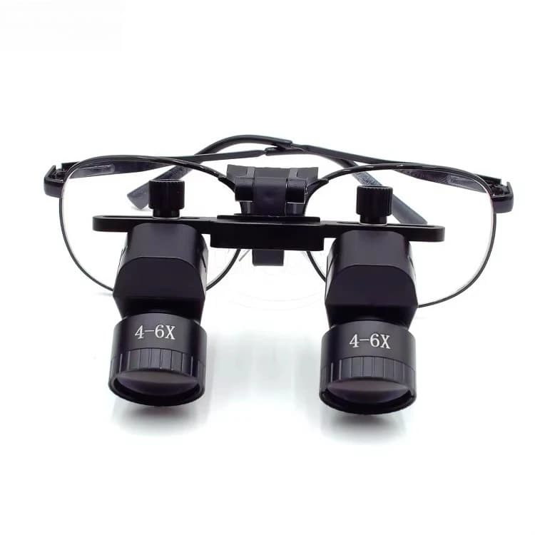 4X 5X 6X Lente di ingrandimento binoculare per dentista Lente chirurgica da 48 gradi 300-600mm Distanza interpupilare regolabile con faro LED da 5 W