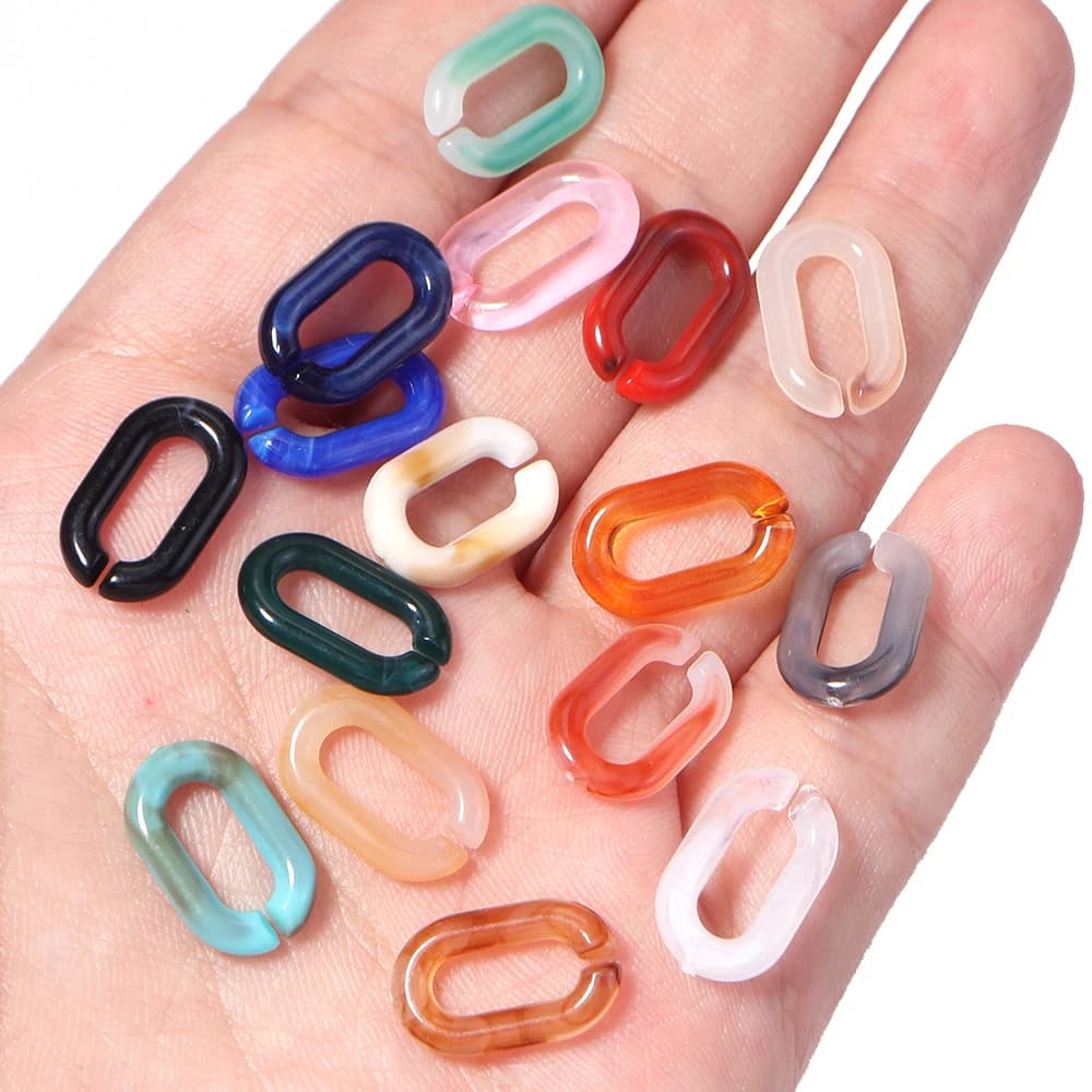 50 Pezzi Catena a U in Acrilico Colorato, Anello Apribile in Plastica, Catena Assemblabile per Zaini, Accessori Fai-da-Te per Orecchini