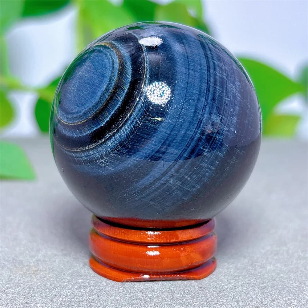 Sfera di Occhio di Tigre Blu, Cristallo Naturale, Minerali di Quarzo, Decorazione per la Casa, Regalo Reiki, Guarigione Energetica, Fortuna, Amore + Supporto