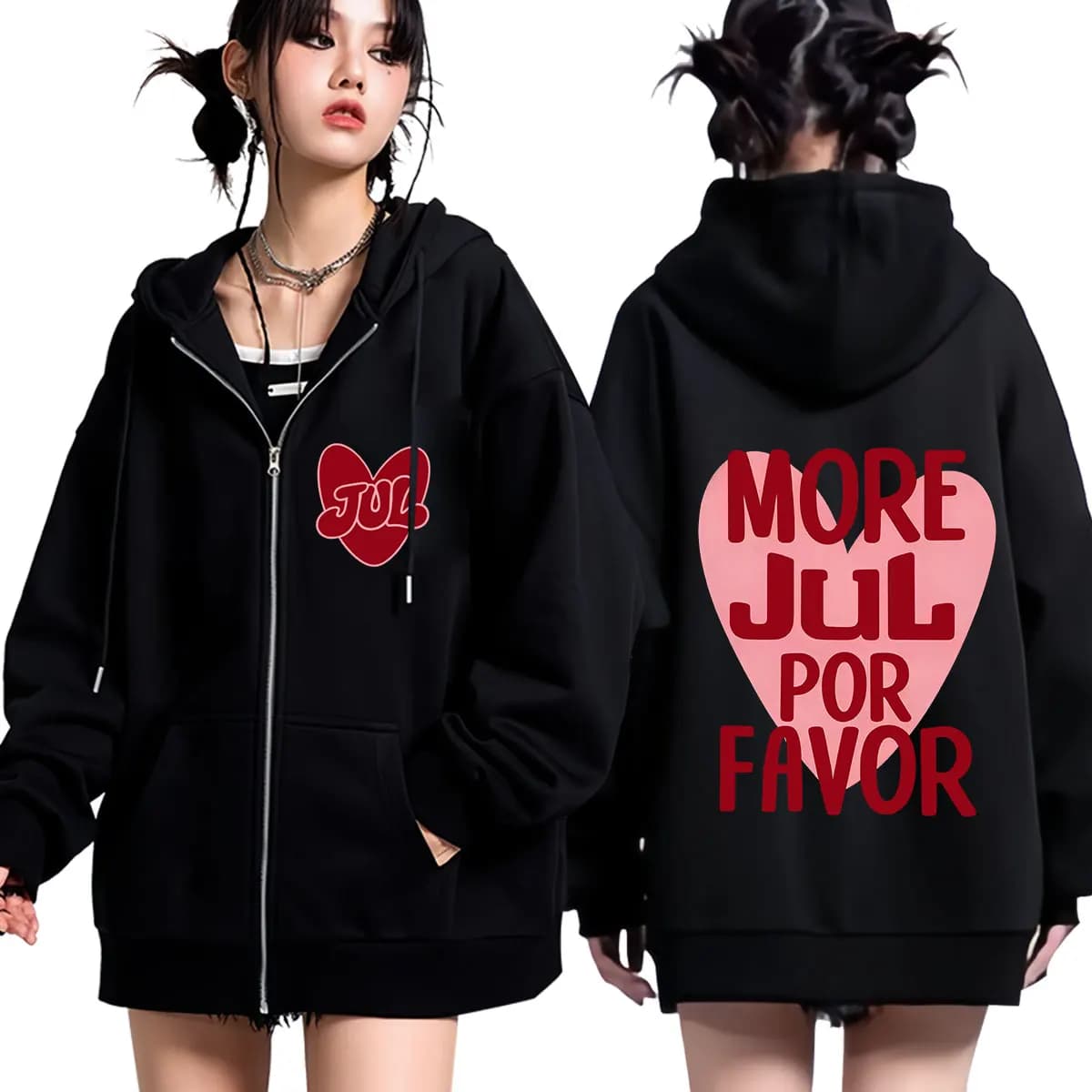 Rapper Jul Fashion Print Zipper Hoodie Men Women Vintage Clothing Sweatshirt Winter Loose Casual Aesthetic Trend Zip Up Jacket