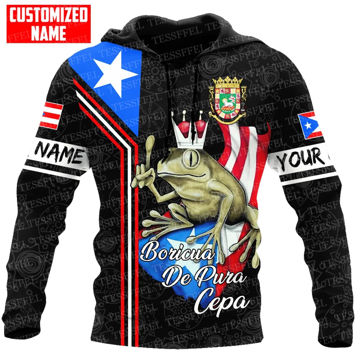 Custom Name Caribbean Sea Country Puerto Rico Flag Boricuas Pullover Vintage Retro Harajuku Tracksuit 3DPrint Jacket Hoodies A14