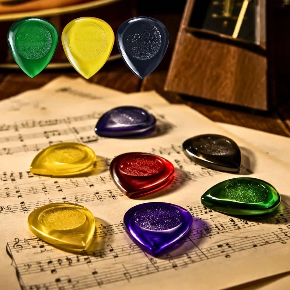 16pcs Clear Teardrop Guitar Plectrums Random Mixed Color & Thickness Replacement Picks YMY