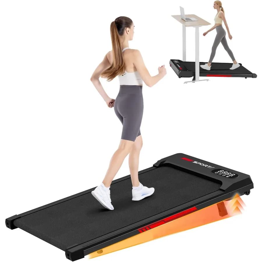 Treadmill under the desk Treadmill for home and office Large running belt Installation with remote control Easy to move