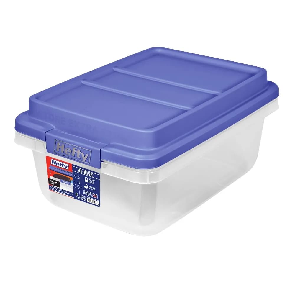 Clear Plastic Storage Container with Latching Blue Lid 18 Quart Small Storage Bin Organizer Box for Home Office