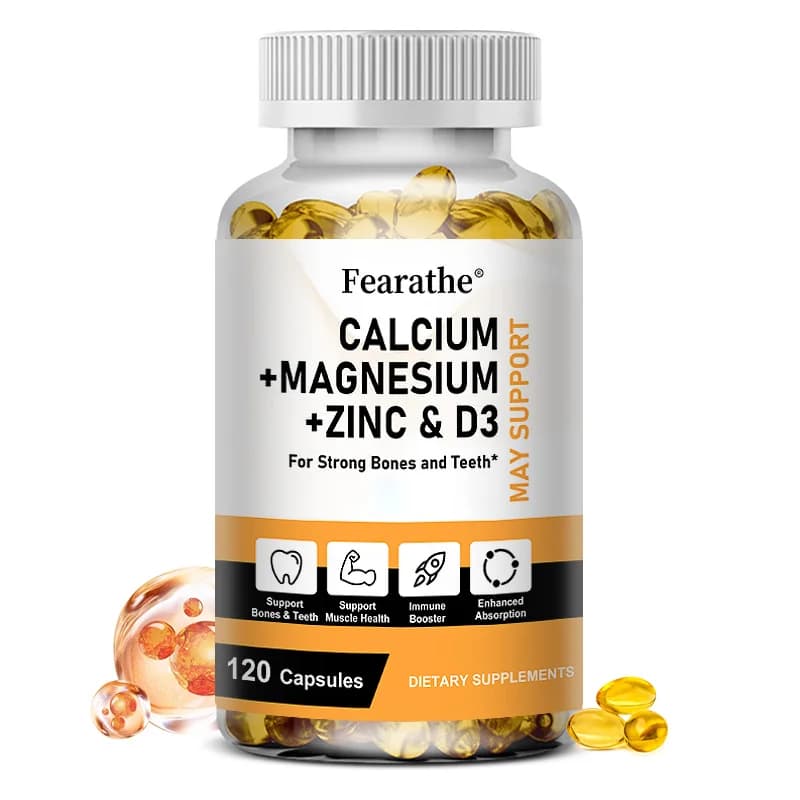 Calcium, magnesium and zinc supplement: bone health, muscle function, heart health and immune support, dietary supplement, NON-GMO