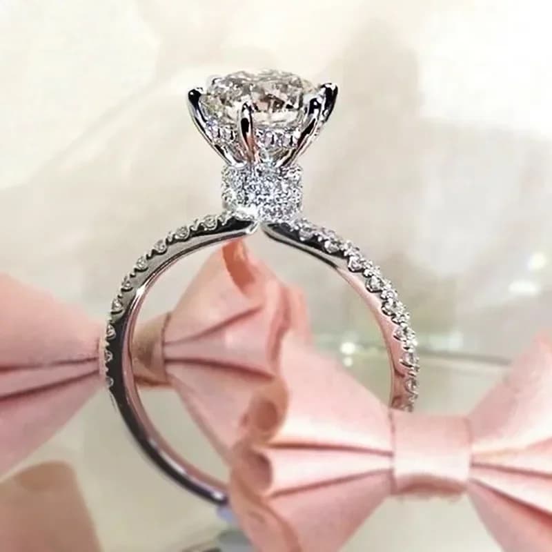 2026 New High End Princess Sweet Light Luxury Shining Zircon Ring Design Elegant High End Exquisite Jewelry Accessories