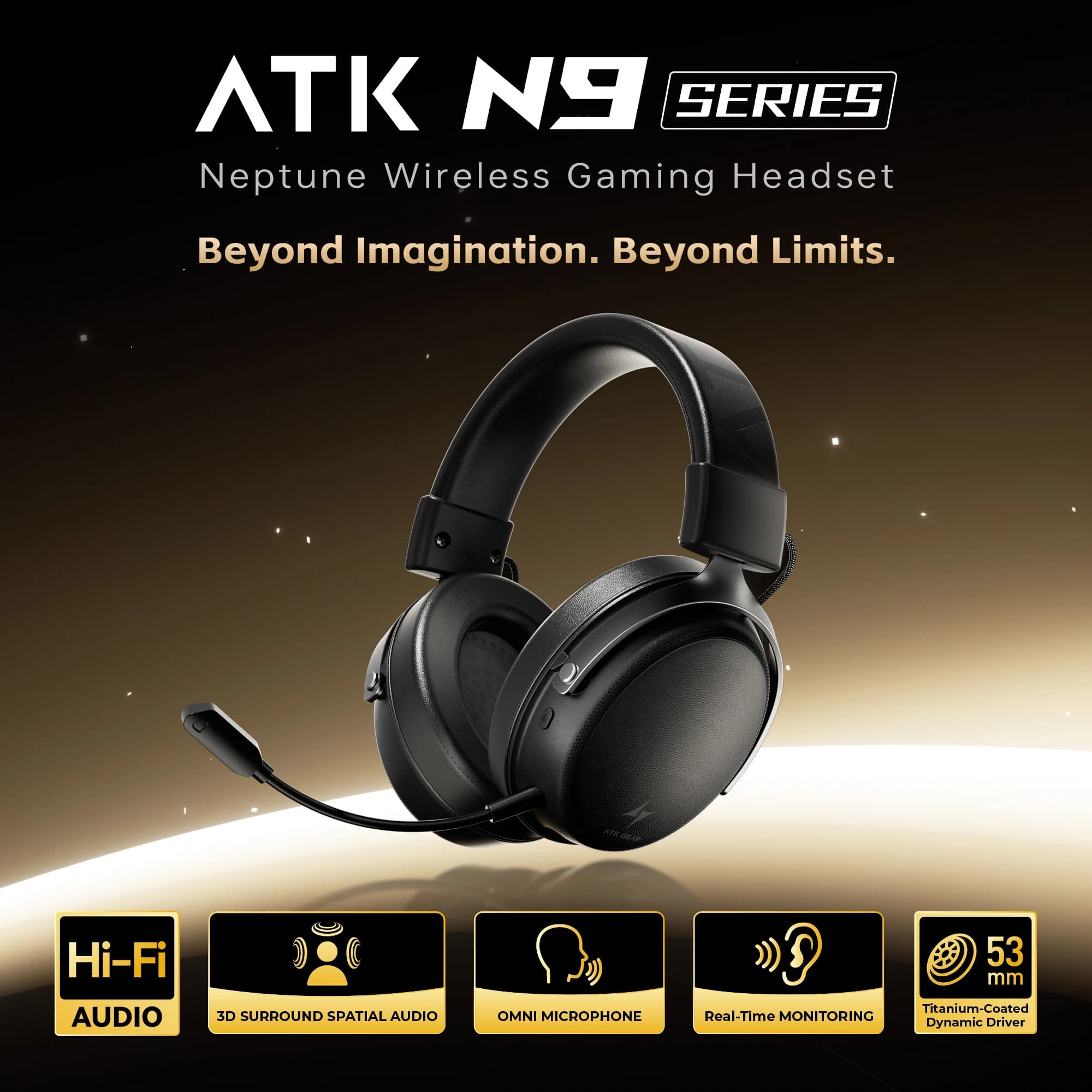 Gaming Headphones Wireless ATK Neptune N9 eSports, Four Modes, Microphone with Noise Cancellation, Low Latenza