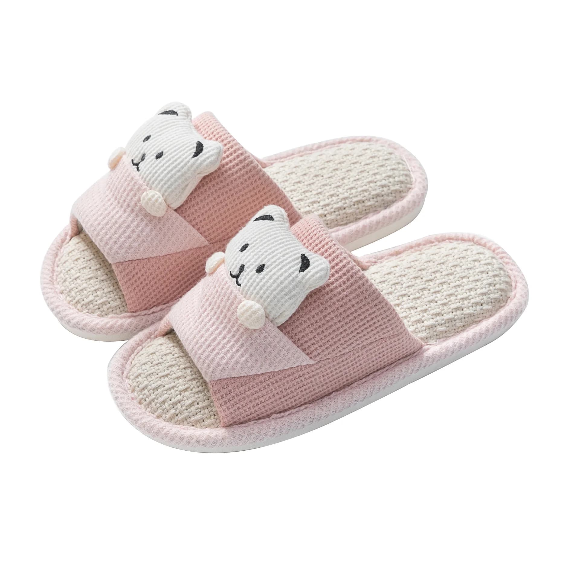 Women's Cotton Cartoon Home Slippers Cute Bear Spring Autumn Summer Winter Non-slip Sandals Home Shoes