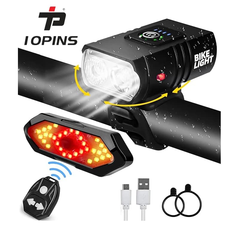 Set di 2 Nuove Luci LED per Bicicletta 1000Lm con Indicatore di Carica, Faro Anteriore per Mountain Bike, Attrezzatura per Ciclismo