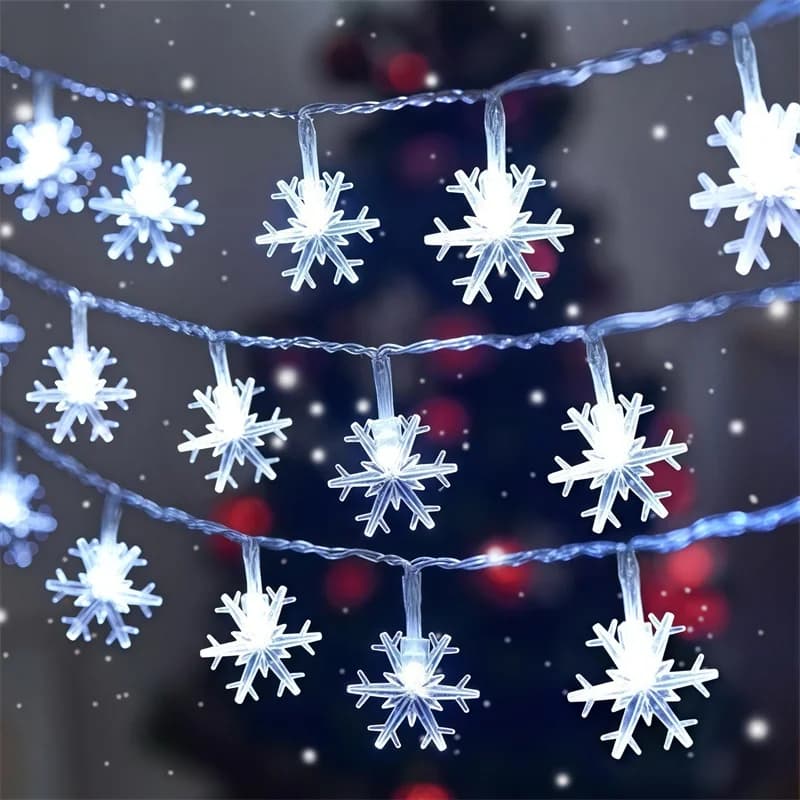 Luci a Forma di Fiocchi di Neve a Batteria per Albero di Natale, Decorazione per Casa e Camera da Letto per Festività e Capodanno