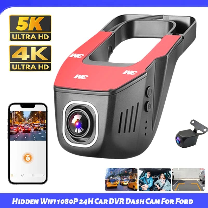 Dashcam for Car 1080P, Video Recorder 4K 5K, Front Camera and Rear 24 Hours, Electronic Products, Black Box with APP Control, Accessories