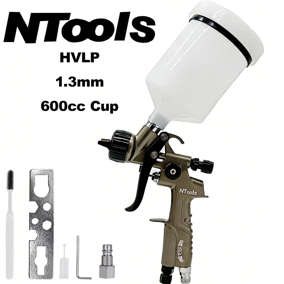 HVLP Car Paint Spray Gun 1.3mm Nozzle 600cc Gravity Feed Tank Air Spray Gun for Water Based Paint Oil Paint Auto Repair Airbrush