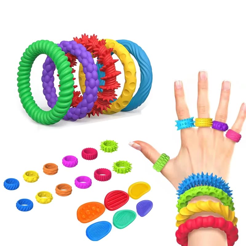 5/6/12 pezzi giocattolo antistress braccialetto in silicone anello pietra strutturata sensoriale agitarsi giocattoli per adulti bambini autismo agitarsi giocattoli antistress