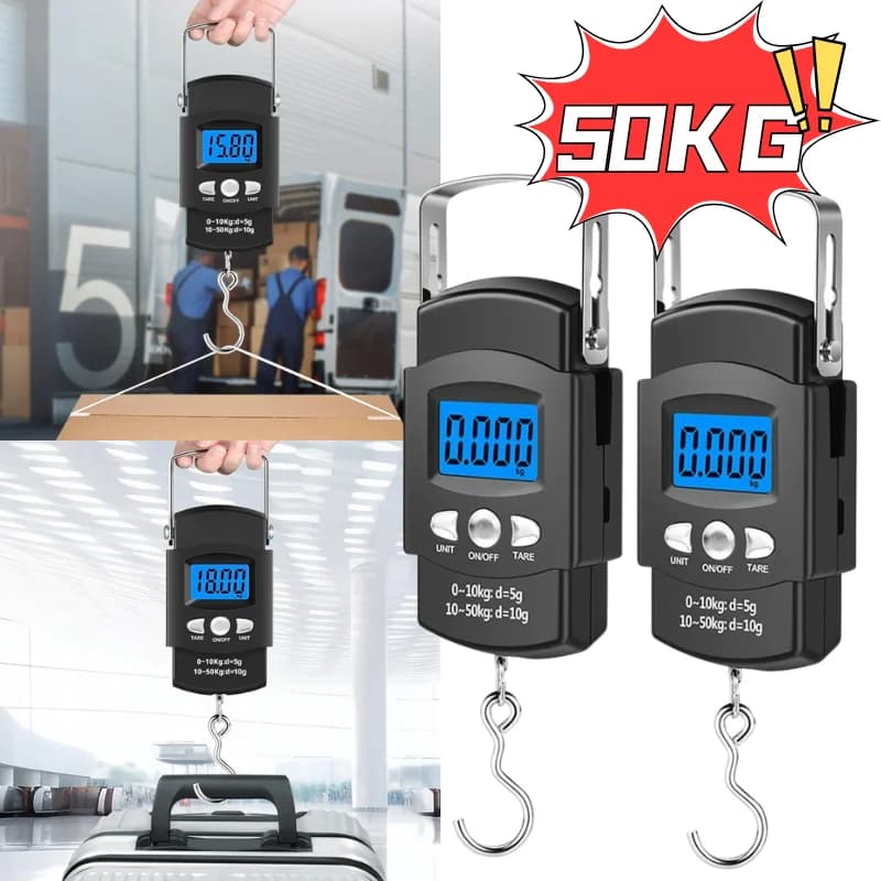 Portable Electronic Luggage Scale 50kg Digital Hanging Weight Scale With Hook Backlight For Fishing Shopping Weighing Tool