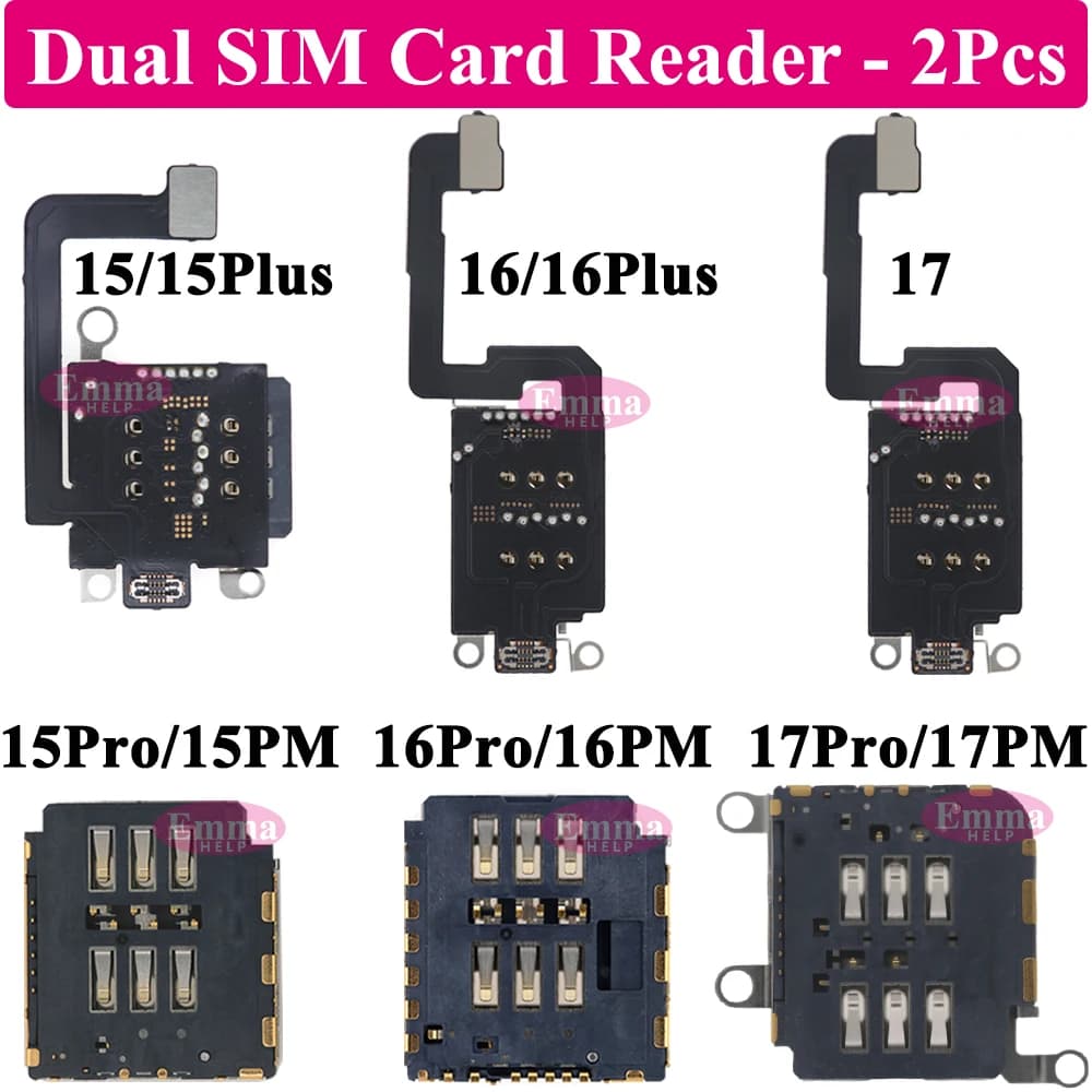 2 pz. Cavo flessibile lettore schede Dual SIM per iPhone 17 16 Plus 15 Pro Max 14 13 12 11 XR Adattatore slot vassoio interno