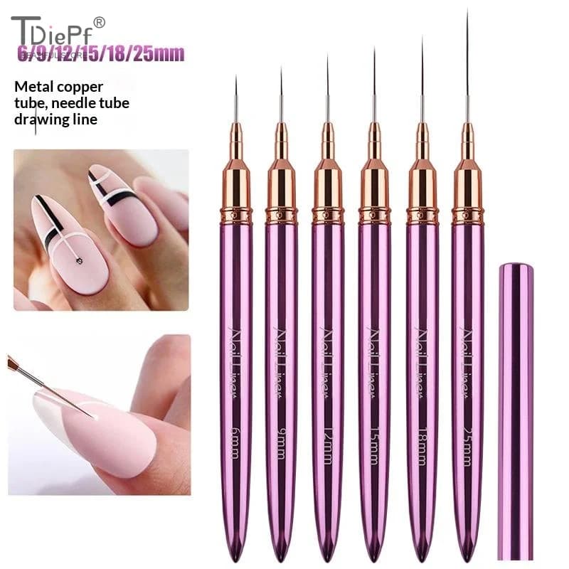 1 Pennello per Nail Art, Pennello Allungato per Linee e Strisce, Penna per Disegno e Pittura UV Gel, Strumento Professionale per Manicure
