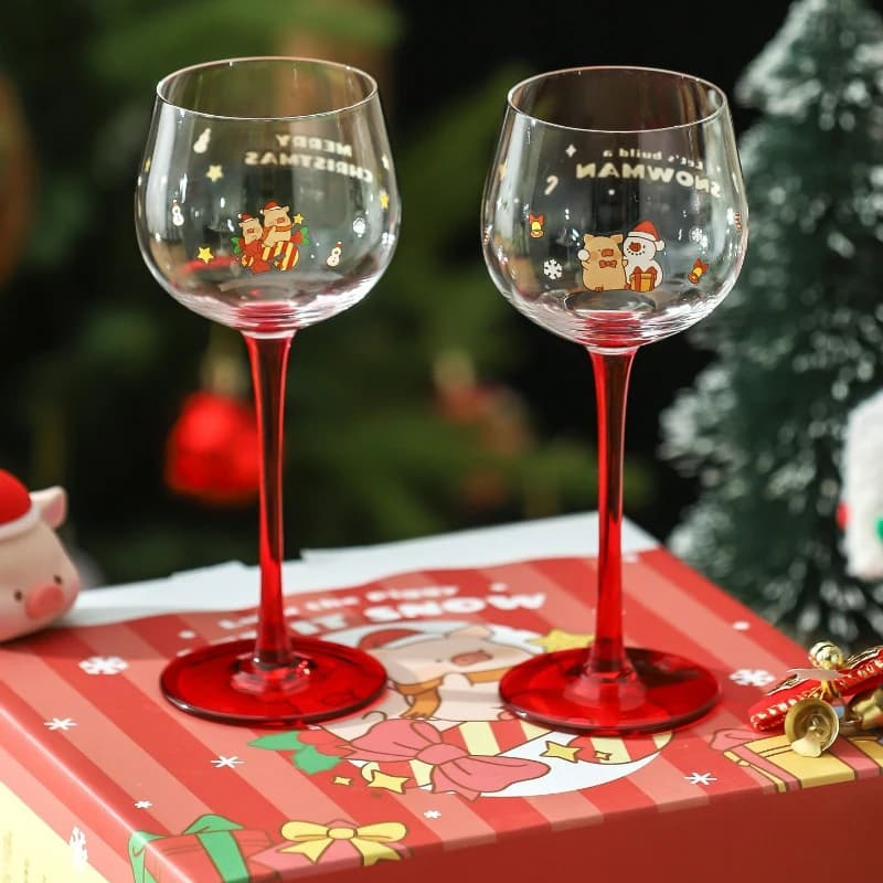 Lulu Pig Wine Glass Luxury Goblet for Red Wine Christmas Gift for Women Cute Home Bar Drinkware Decor Crystal Set Box Gift