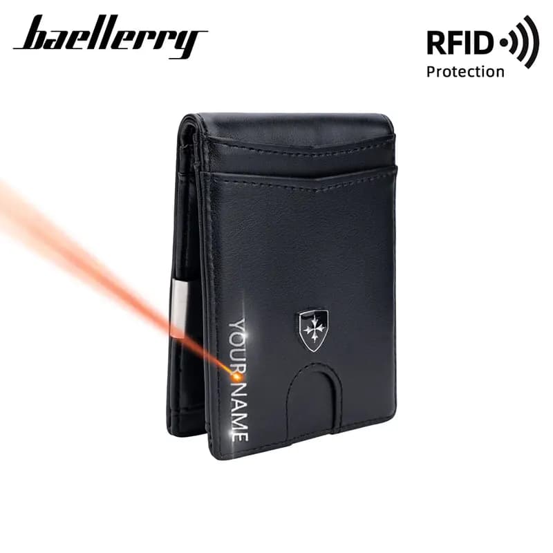 Nome gratuito incisione RFID portafogli per carte da uomo portacarte in fibra di carbonio portamonete da uomo portamonete per foto nuovi fermasoldi da uomo corti