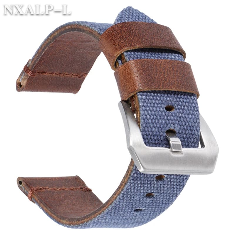 Cinturino per orologio in nylon vera pelle 20mm 22mm 24mm per Omega per cinturino Seiko cinturino in tessuto denim cinturino di ricambio per uomo donna
