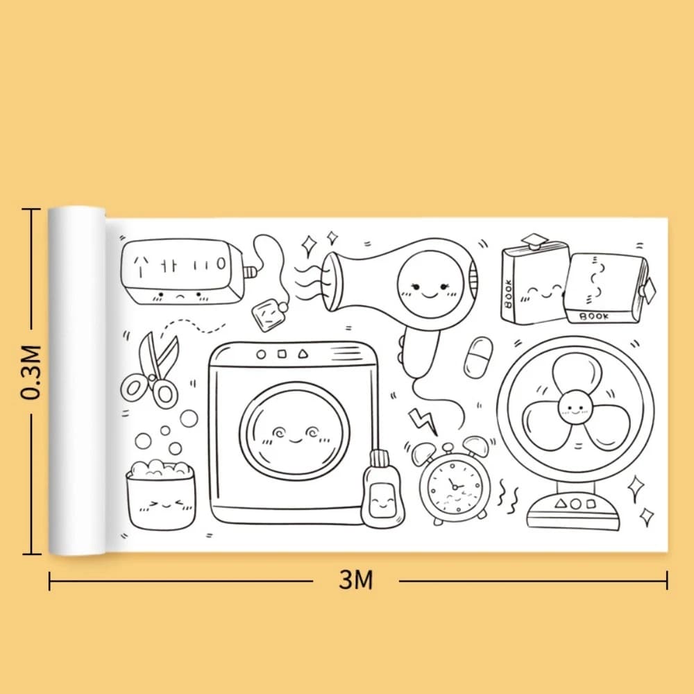 Fun 3 Meters Painting Graffiti Scroll DIY Color Filling Drawing Roll Home Craft Paper-cut Art Painting Sketch Book Kids