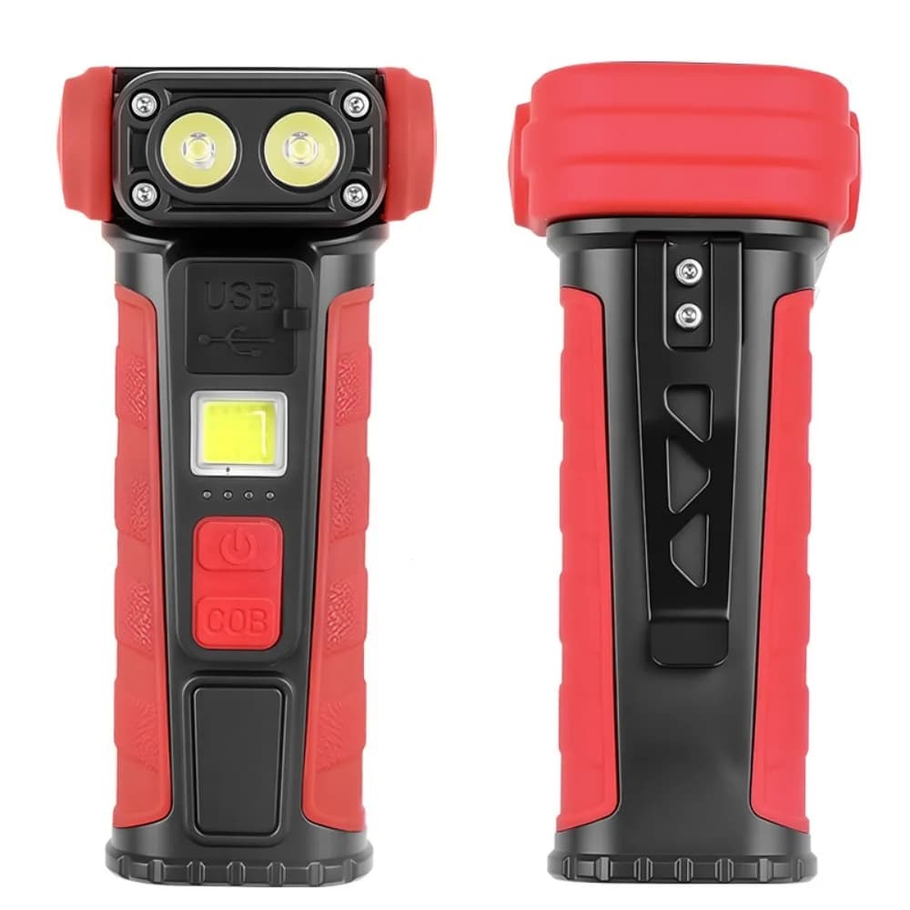 Torcia LED ricaricabile luminosa Lampada da lavoro da campeggio Testa girevole con 6 modalità di illuminazione con coda magnetica per il campeggio