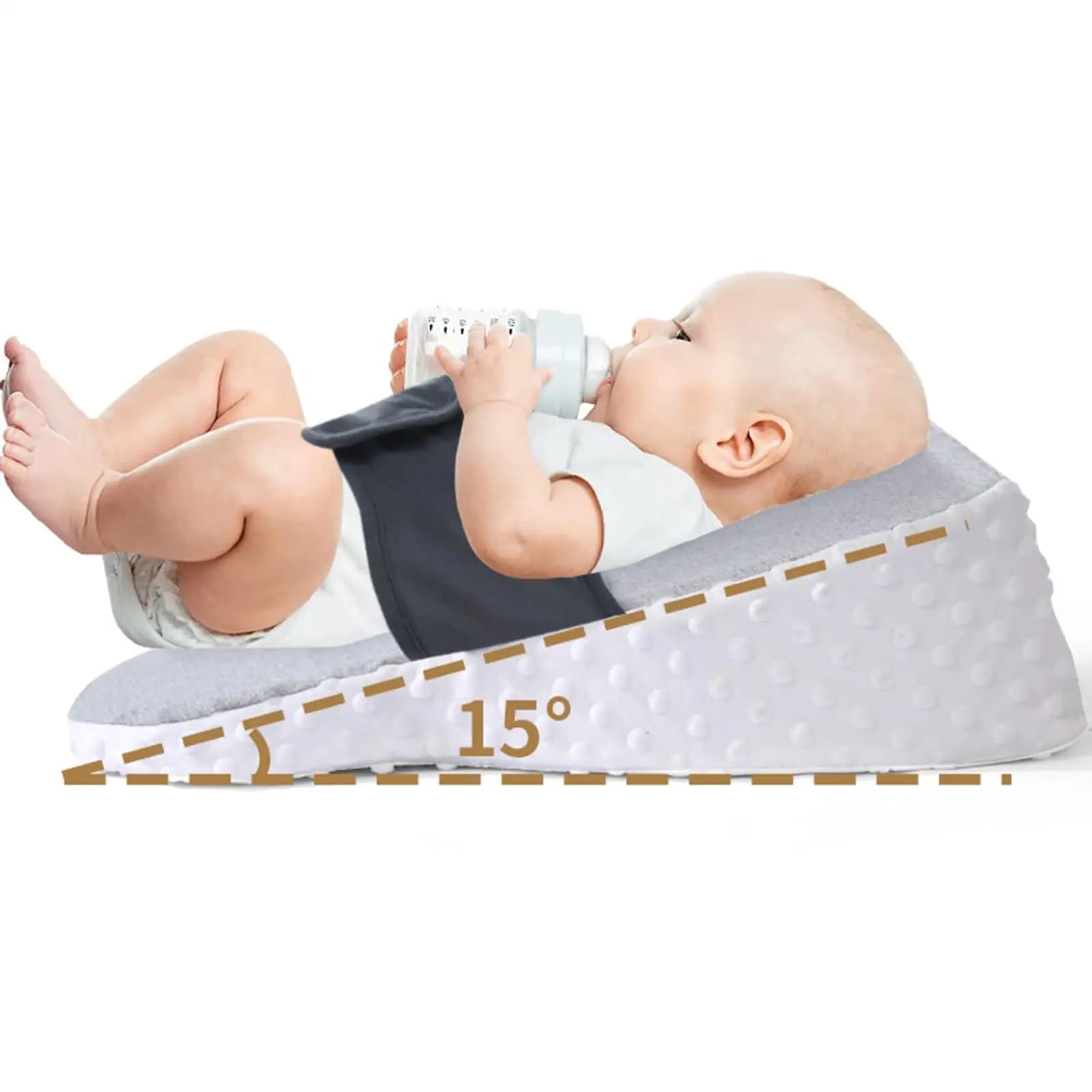 Cuscino per l'allattamento al seno con zeppa per bambini, rimovibile, lavabile, multifunzione, antiscivolo, comodo cuscino di supporto per l'alimentazione del neonato per i viaggi