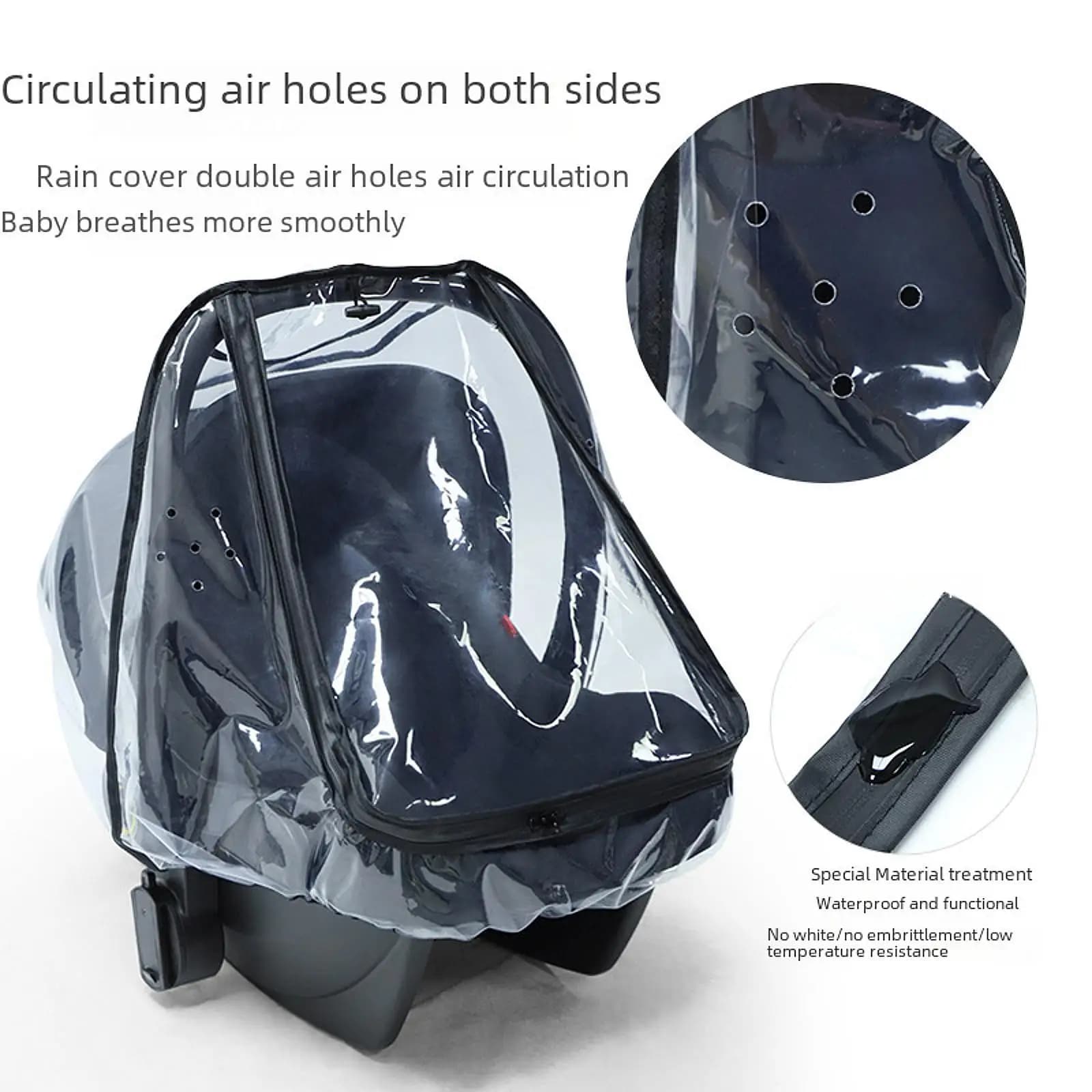 Copertura Antipioggia Universale per Seggiolino Auto con Ventilazione Laterale, in Materiale EVA per Giorni di Pioggia e Viaggi