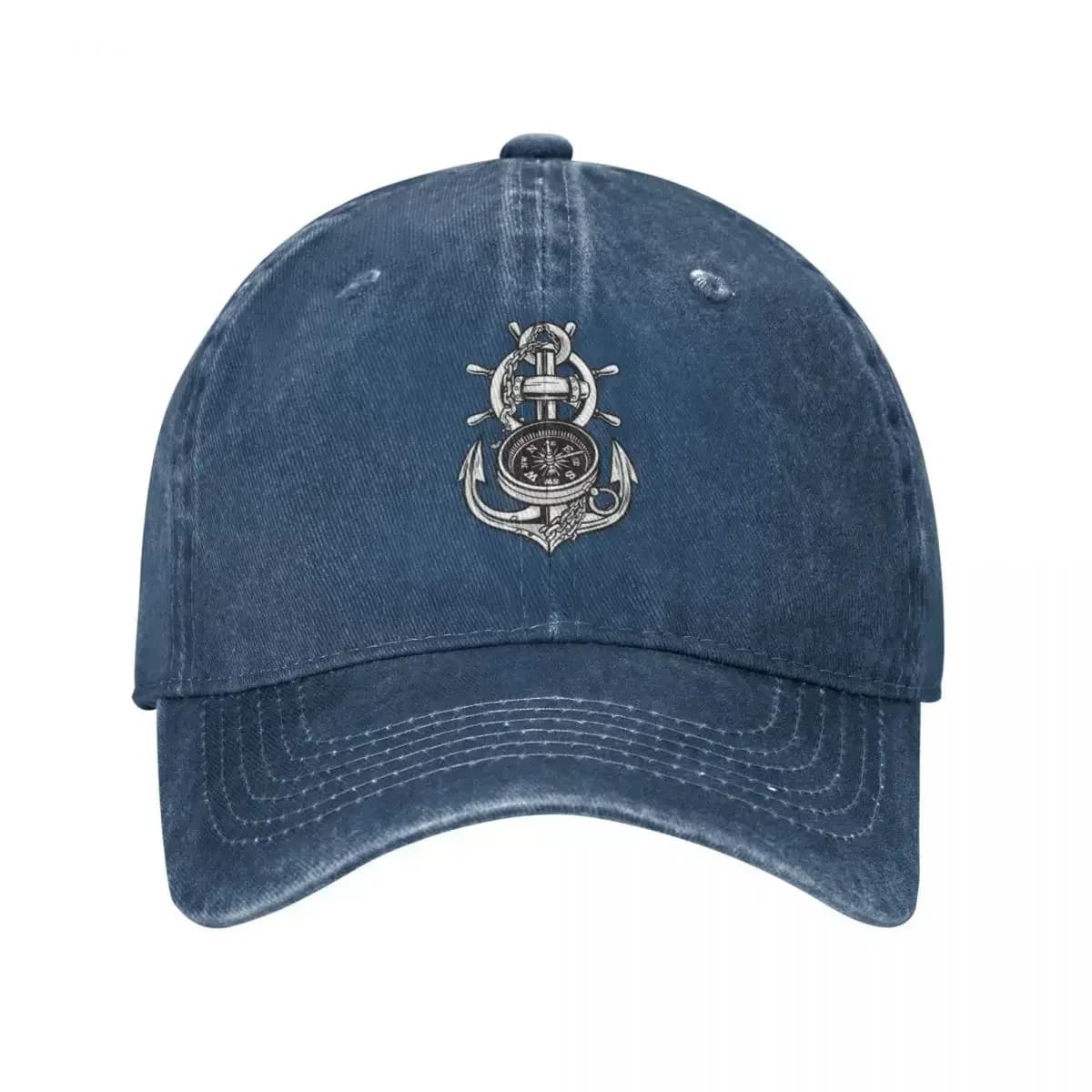 Cappellino da baseball con motivo marino, bussola e ancora, di lusso, per uomo e donna