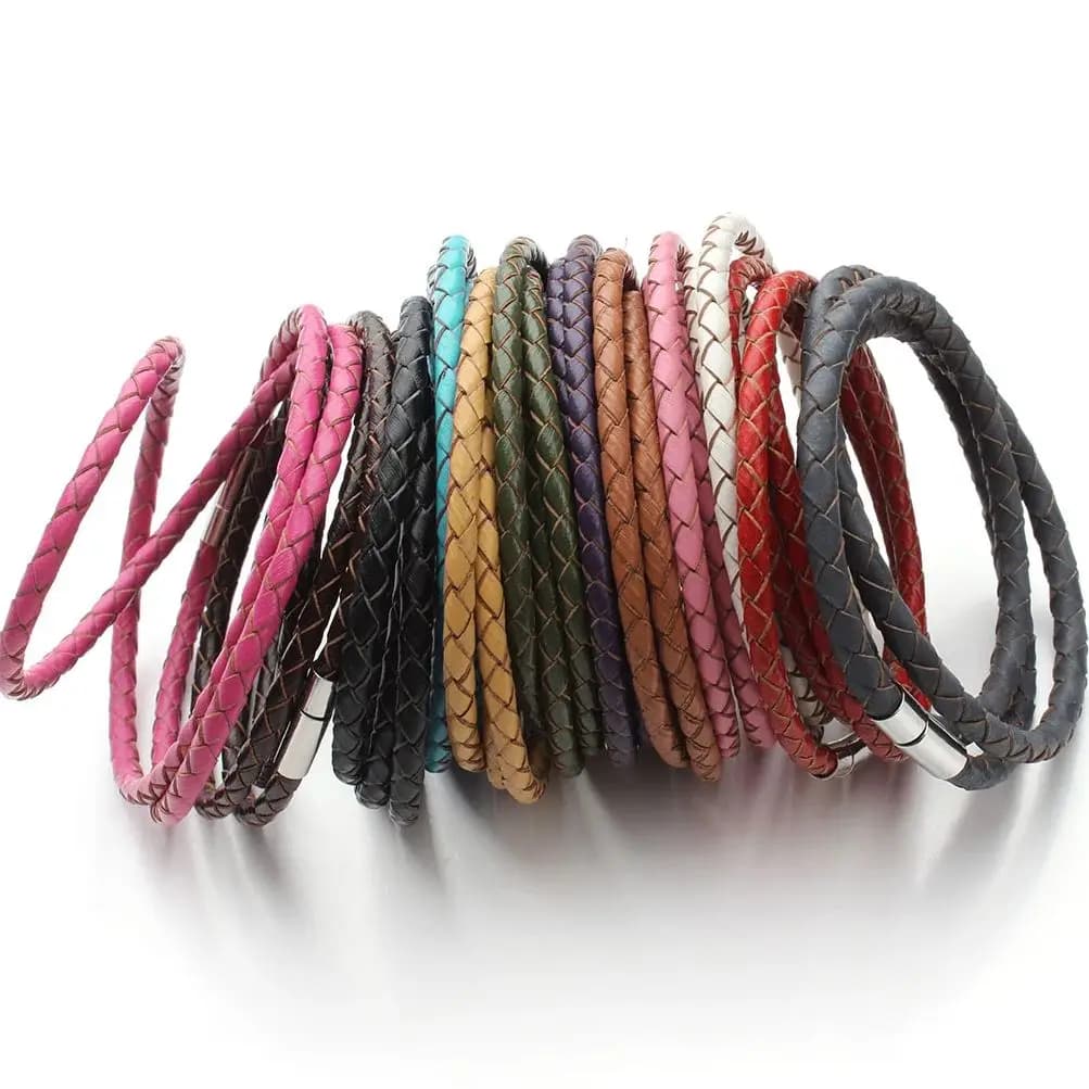1 pz/lotto bracciali intrecciati in vera pelle alla moda con chiusura magnetica per bracciali gioielli con ciondoli femminili maschili accessori per regali