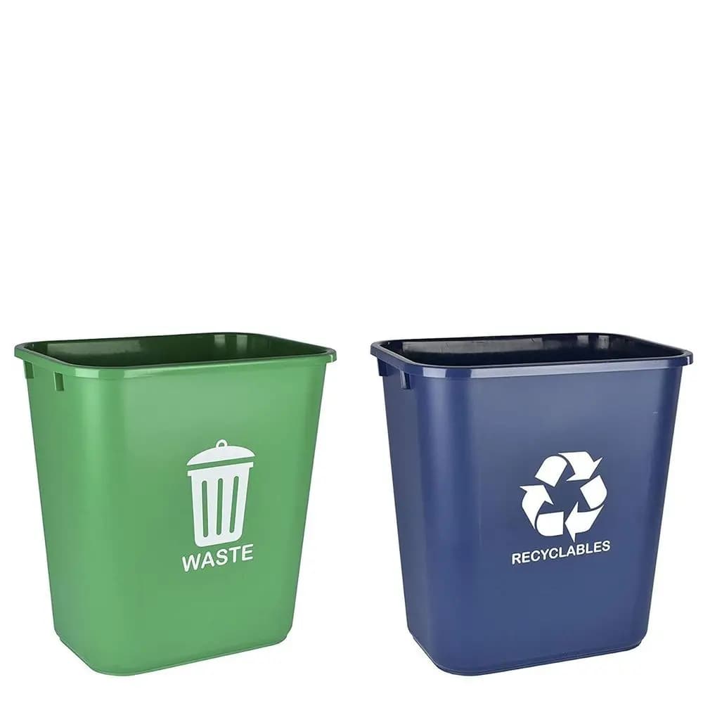 Set di Bidoni per Rifiuti e Riciclaggio in Plastica Bicolore da 6,75 Galloni
